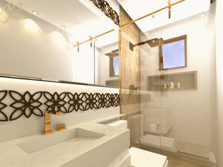 Banheiro para Suíte Casal, Caroline Peixoto Interiores Caroline Peixoto Interiores Modern Banyo