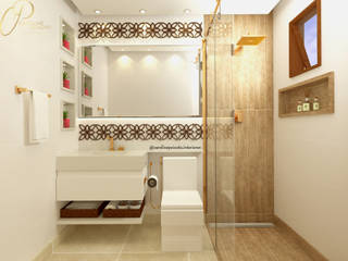 Banheiro para Suíte Casal, Caroline Peixoto Interiores Caroline Peixoto Interiores Modern Banyo