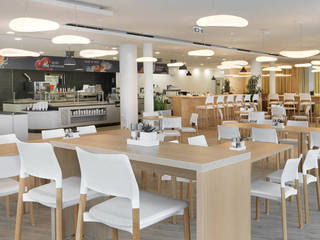 Design Restaurant am Flughafen Wien, archipur Architekten aus Wien archipur Architekten aus Wien Commercial spaces White