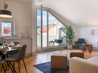 Apartamento c/ 1 quarto - Poiais, Lisboa , Traço Magenta - Design de Interiores Traço Magenta - Design de Interiores Modern living room