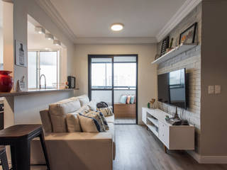 Reforma de apartamento de jovem casal , Studio Elã Studio Elã Scandinavian style living room Concrete