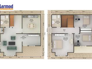 Karmod 132 m² Zweifamilienhaus, KARMOD PREFABRICATED TECHNOLOGIES KARMOD PREFABRICATED TECHNOLOGIES