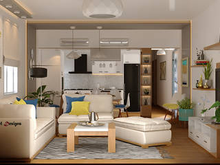 تصميم فراغ معيشة ومطبخ مفتوح, AmiraNayelDesigns AmiraNayelDesigns Salas de estar modernas