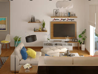 تصميم فراغ معيشة ومطبخ مفتوح, AmiraNayelDesigns AmiraNayelDesigns Salon moderne