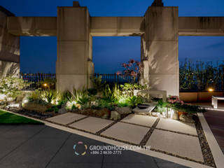 植物在燈光照射下也有另一種美感 大地工房景觀公司 Tropical style balcony, veranda & terrace