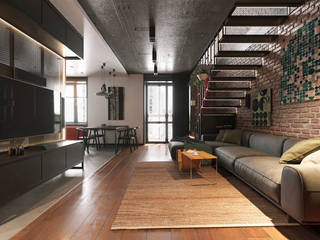 2-geschossige Maisonette in Loft Stil, ArDeStudio ArDeStudio Moderne Wohnzimmer