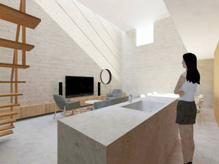 板橋の住宅, CIRCLE CIRCLE Living room Concrete