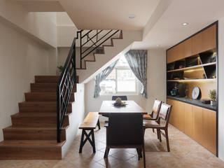 樹林區連公館 混搭鄉村風, 舍子美學設計有限公司 舍子美學設計有限公司 Stairs