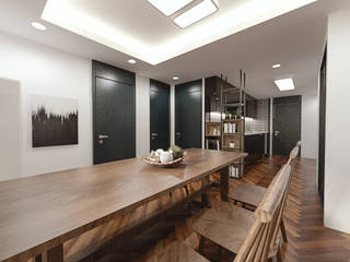 18평 작은 빌라 복층구조 인테리어, 디자인 이업 디자인 이업 Scandinavian style dining room Solid Wood Wood effect