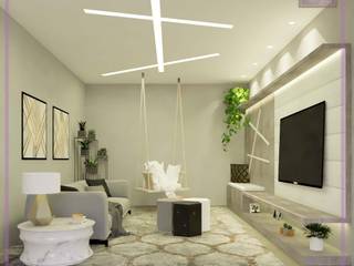 Sala de TV, MD&D Arquitetura e Interiores MD&D Arquitetura e Interiores Scandinavian style living room