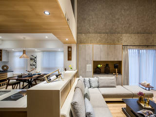新北市-挑高樓中樓, 解構室內設計 解構室內設計 Asian style dining room Natural Fibre Beige