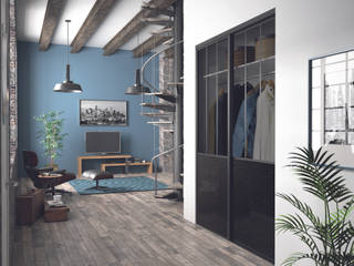 Ambiance Atelier, Kazed Kazed industrial style corridor, hallway & stairs. Glass