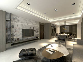 老屋翻新 - 同一空間兩種不同設計案, 青易國際設計 青易國際設計 Modern living room
