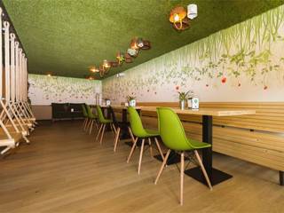 Joy Bar- Milan - Soffitto Erba Sintetica, Bancone in Muschio stabilizzato, Lizzeri S.n.c. Lizzeri S.n.c. モダンな 壁&床 合成繊維 ブラウン