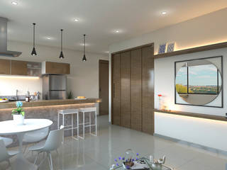 Apartamento Violetta, Tabasca Architecture & Design Tabasca Architecture & Design Small kitchens Wood Wood effect