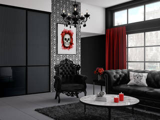 Ambiance Les Noirs, Kazed Kazed Modern living room Fake Leather Metallic/Silver