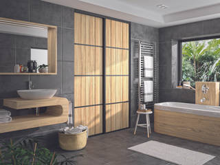 Ambiance Noir et Bois, Kazed Kazed Eclectic style bathroom Chipboard