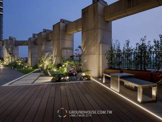 新竹─居家露台斜角式平台, 新綠境實業有限公司 新綠境實業有限公司 Asian style balcony, veranda & terrace Wood-Plastic Composite Wood effect