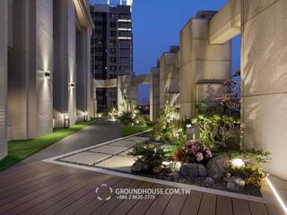 新竹─居家露台斜角式平台, 新綠境實業有限公司 新綠境實業有限公司 Asian style balcony, veranda & terrace Wood-Plastic Composite