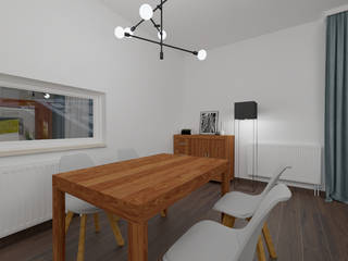 Salon z otwartą kuchnią, Polilinia Design Polilinia Design Nowoczesna jadalnia