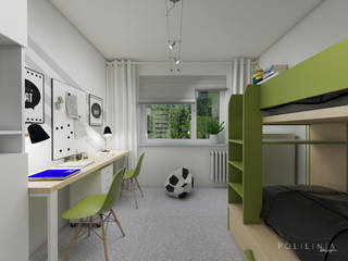 Pokój dwóch chłopców oliwkowy, Polilinia Design Polilinia Design Pokój młodzieżowy