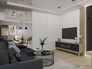 Salon z zabudowaną garderobą, Polilinia Design Polilinia Design Nowoczesny salon