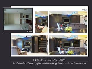 Phayatai Plaza Condominium, UpMedio Design UpMedio Design غرفة المعيشة