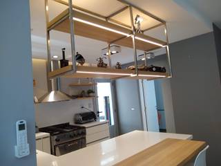 Cocina y mesada Superficie Solida, Blanca, Modelo Perfil, , MOBILFE MOBILFE Built-in kitchens Aluminium/Zinc White