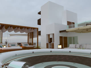 TERRAZAS CON TINAS DE HIDROMASAJE, DISARQ ARQUITECTOS. DISARQ ARQUITECTOS. Mediterranean style balcony, veranda & terrace