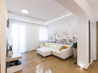 casa MP_Una dimora elegante e raffinata, luminosa ed accogliente., msplus architettura msplus architettura Soggiorno moderno Piastrelle Bianco