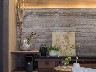 室內設計的牆壁材質與色系搭配, 宸域空間設計有限公司 宸域空間設計有限公司 Salas de estar asiáticas
