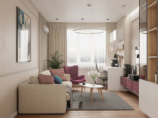 Гостиная 17,9 кв.м., CUBE INTERIOR CUBE INTERIOR İskandinav Oturma Odası