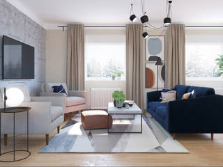 "Ничего лишнего" Проект квартиры в Дюссельдорфе, Daria Light Design Daria Light Design Living room Concrete