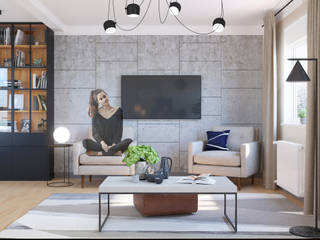 "Ничего лишнего" Проект квартиры в Дюссельдорфе, Daria Light Design Daria Light Design Living room