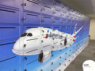 American Airlines - Intervención de lockers, Blow Deco Pics Blow Deco Pics Oficinas y bibliotecas de estilo moderno