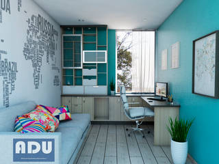 Visualización de Espacios Arquitectónicos, ADU ARQUITECTOS ADU ARQUITECTOS Modern Study Room and Home Office Wood Blue