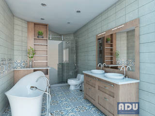 Visualización de Espacios Arquitectónicos, ADU ARQUITECTOS ADU ARQUITECTOS Modern Bathroom Wood Grey
