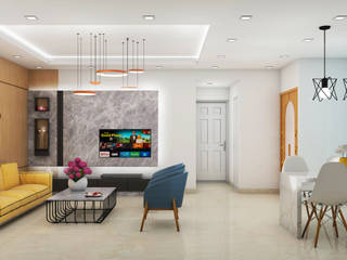 Mr. Avinash, MK designs MK designs Minimalistische Wohnzimmer Marmor Mehrfarbig