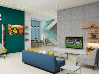 Mr. Chandrahasa , MK designs MK designs Moderne Wohnzimmer Beton Mehrfarbig