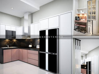 dapur modern, luxe interior luxe interior キッチンキャビネット＆棚 合板（ベニヤ板） 灰色