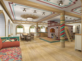 Русский стиль 1 этаж, Архитектурная студия "Арт-Н" Архитектурная студия 'Арт-Н' Country style living room