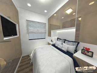 Quarto Casal, Hellen Assis - Designer de Interiores Hellen Assis - Designer de Interiores Cuartos de estilo moderno Tablero DM