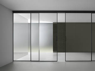 Rimadesio Velaria moderne glazen schuifdeuren op maat in glas en aluminium, Noctum Noctum Puertas corredizas