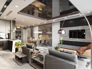 THIẾT KẾ NỘI THẤT PHÒNG KHÁCH HIỆN ĐẠI TẠI CĂN HỘ VINHOMES BA SON, ICON INTERIOR ICON INTERIOR Modern Living Room