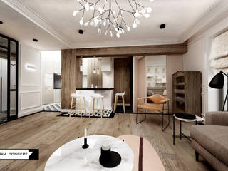 APARTAMENT TRANSATLANTYK, LESINSKA CONCEPT LESINSKA CONCEPT Rustic style living room