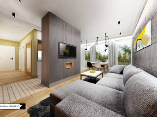 MAŁE APARTAMENT, LESINSKA CONCEPT LESINSKA CONCEPT Modern living room