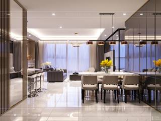 Phong cách Hiện đại (Modern style) trong thiết kế nội thất căn hộ Vinhomes, ICON INTERIOR ICON INTERIOR Modern Dining Room