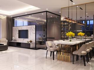 Phong cách Hiện đại (Modern style) trong thiết kế nội thất căn hộ Vinhomes, ICON INTERIOR ICON INTERIOR Comedores de estilo moderno