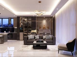 Phong cách Hiện đại (Modern style) trong thiết kế nội thất căn hộ Vinhomes, ICON INTERIOR ICON INTERIOR Modern Living Room
