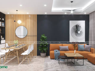 Thiết kế nội thất căn hộ chung cư Mon City, Công ty CP tư vấn thiết kế và xây dựng V-Home Công ty CP tư vấn thiết kế và xây dựng V-Home ห้องนั่งเล่น